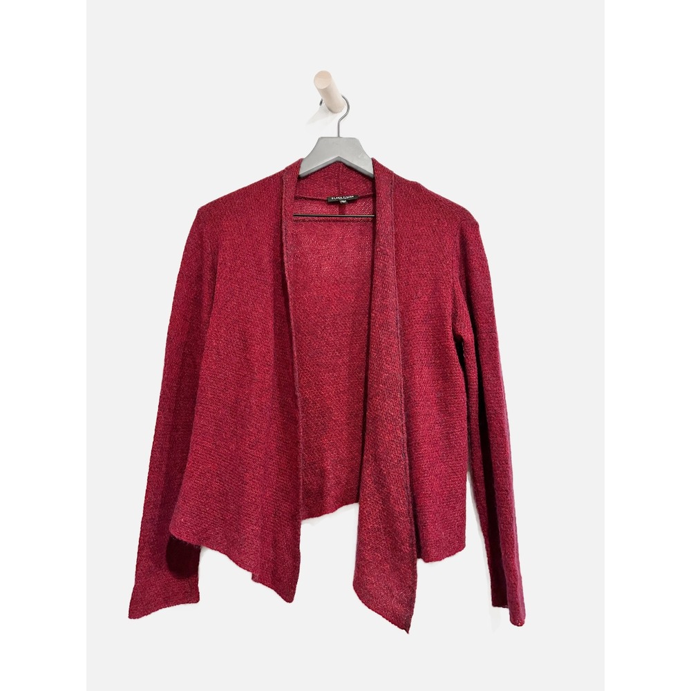 Eileen Fisher Open Front Draped Cardigan in Burgundy Size Petite Small